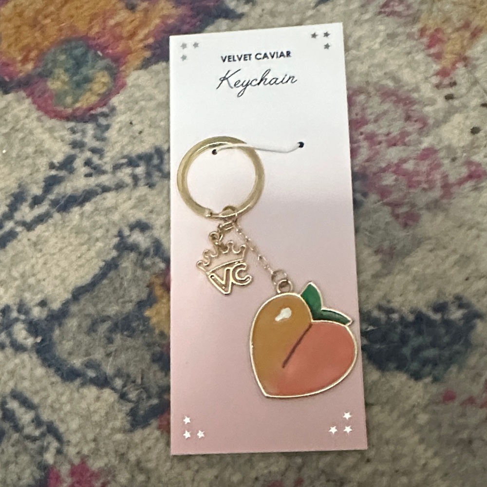 Velvet Caviar Peach Keychain - Gold and Peach